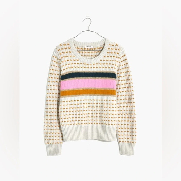 MADEWELL Striped Barfield Sweater Wool Alpaca Blend Crop MC013 Women’s size M - Picture 1 of 13
